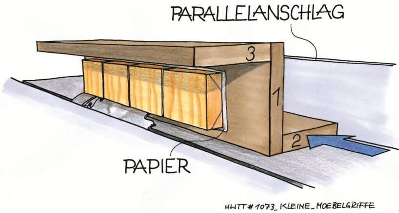 Kleine Möbelgriffe in Serien schneiden. Illustration: Willi Brokbals