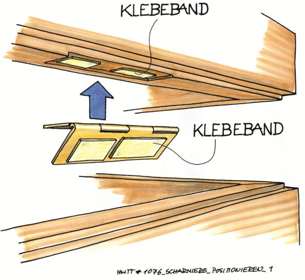 Scharniere exakt in Position bringen. Illustration: Willi Brokbals