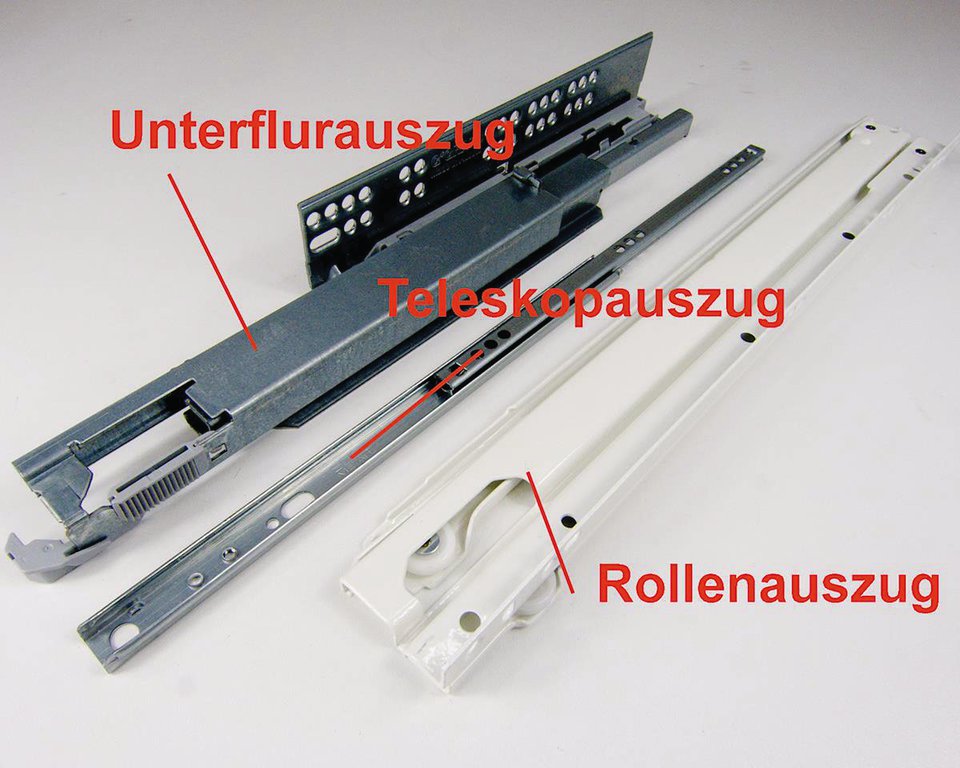 Verschiedene Schubladenbeschläge