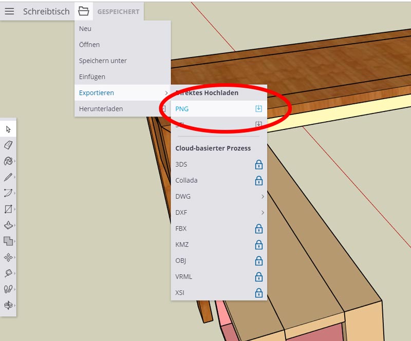 Export statt Drucken. Das würde ich Ihnen auch in SketchUp Make 2017 empfehlen.