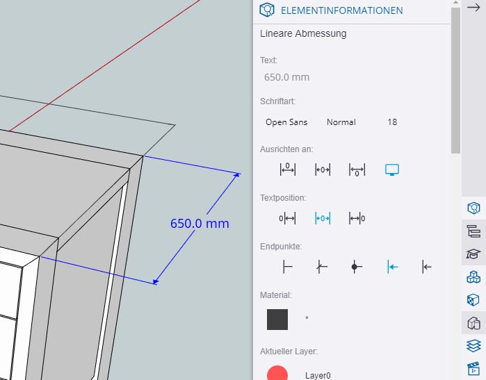 Bemaßungen funktionieren fast wie aus Make 2017 gewohnt.