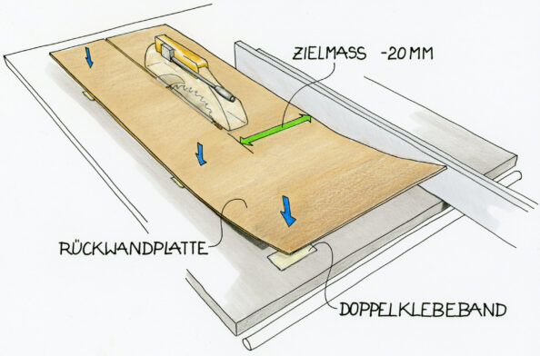 Illustration: Lange Gehrungen schneiden mit der Kreissäge