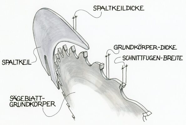 Der Spaltkeil ist ein wichtiges Sicherheitsmerkmal an Kreissägen.