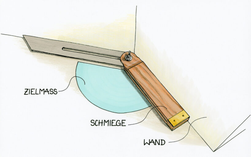 Schmiege und Zirkel genügen beim Halbieren von Winkeln.